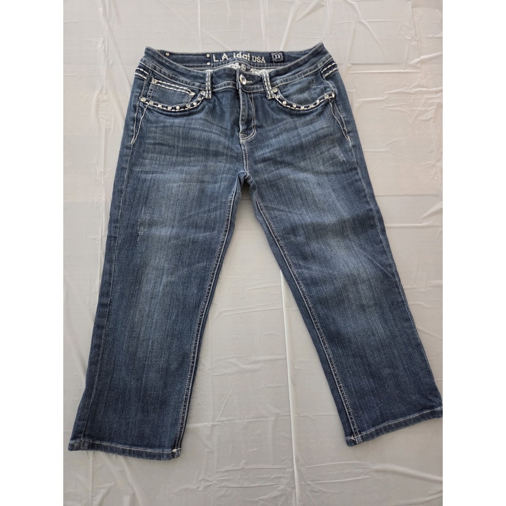 La Idol Denim Crop Jeans Womens 13 Bejeweled‎